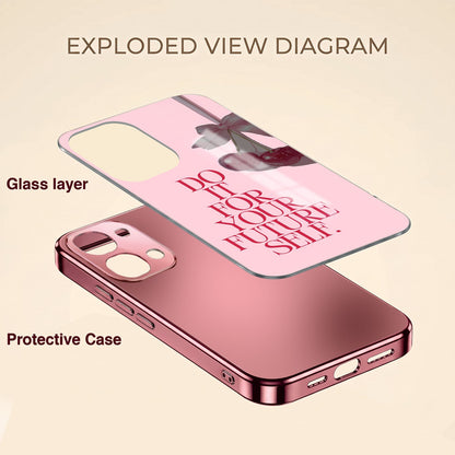 Vivo T5x 5G Future Self Pink Electroplated Glass Phone Back Case