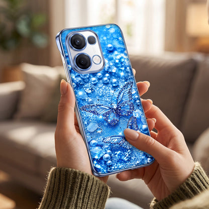 Oppo Reno 13 5G Butterfly Blue Printed  Frameless Back Case