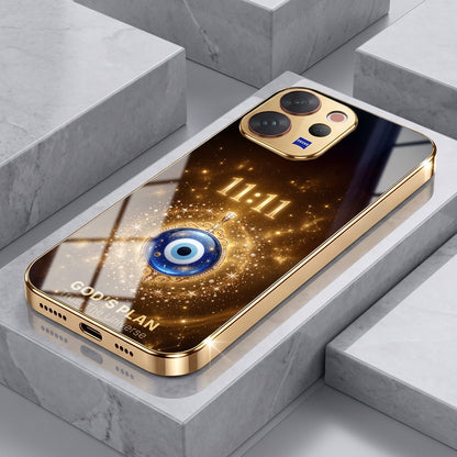 Vivo V70 5G God’s Plan Evil Eye Gold Electroplated Glass Phone Back Case