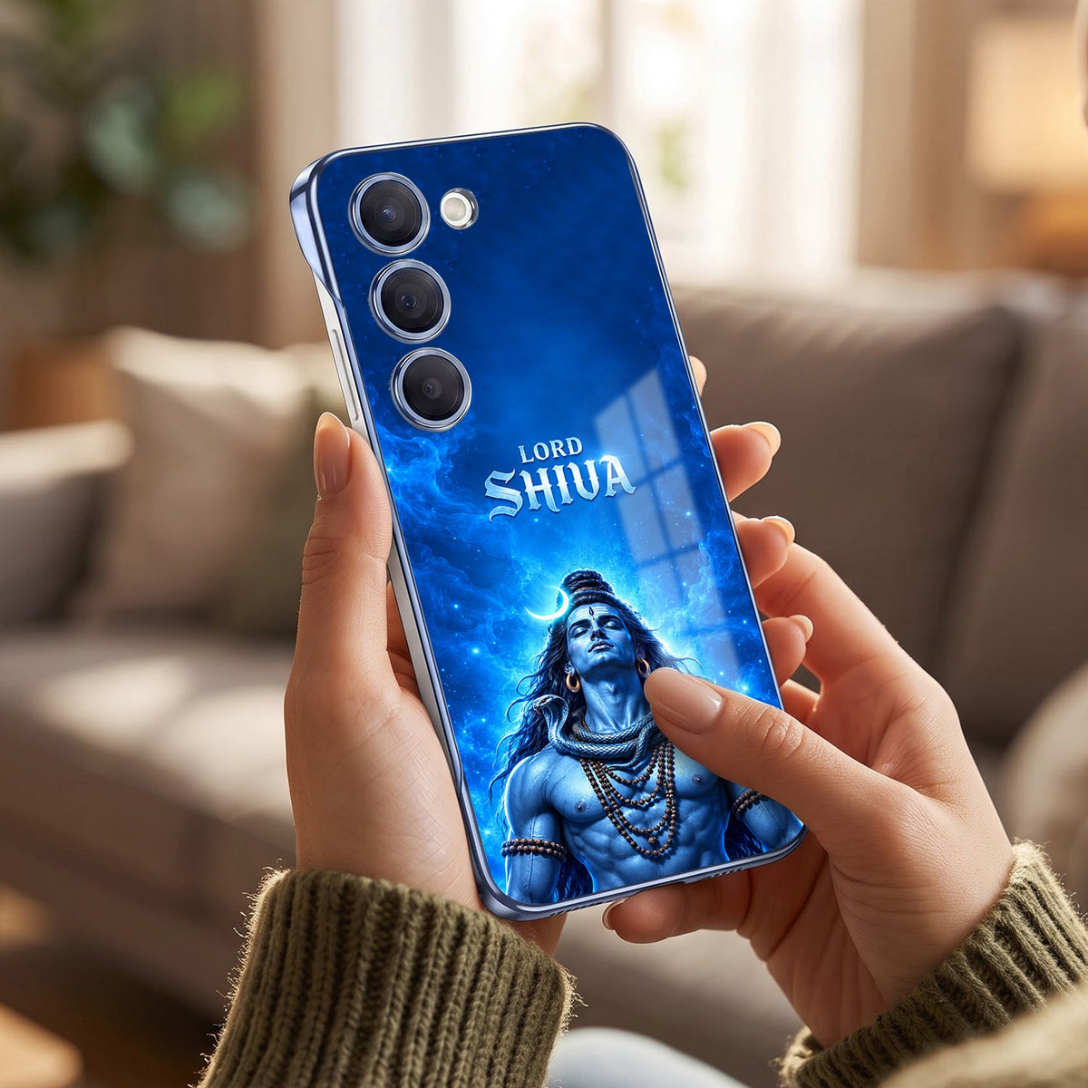 Samsung Galaxy S23+ 5G Lord Shiva Blue Printed  Frameless Back Case