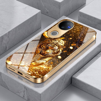 Oppo Reno 15 Pro Mini 5G Luxury Tiger Gold Electroplated Glass Phone Back Case
