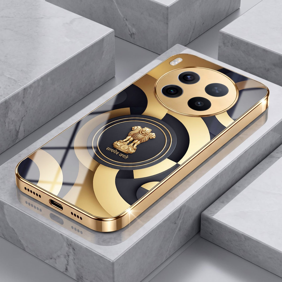Vivo X300 Pro 5G Royal Emblem Gold Electroplated Glass Phone Back Case