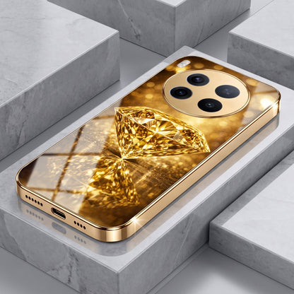 Vivo X300 Pro 5G Golden Diamond Gold Electroplated Glass Phone Back Case