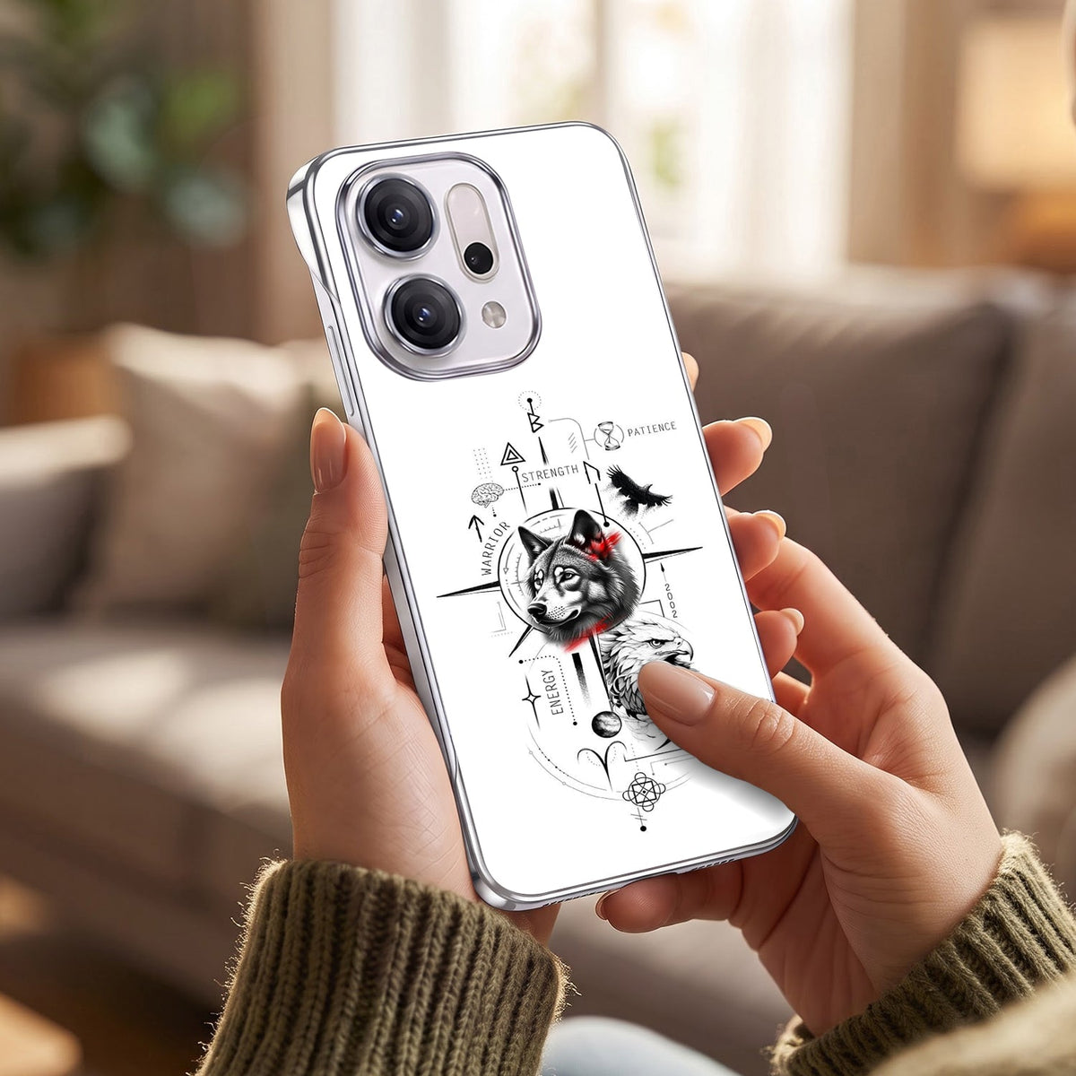 Oppo Reno 14 5G Wild Legacy White Printed  Frameless Back Case