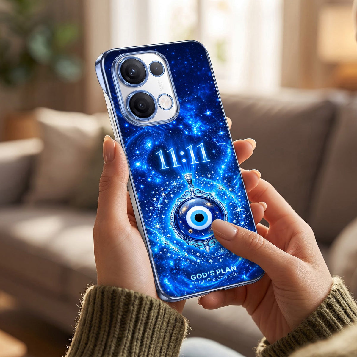 Oppo Reno 13 5G Evel Eyes Blue Printed  Frameless Back Case