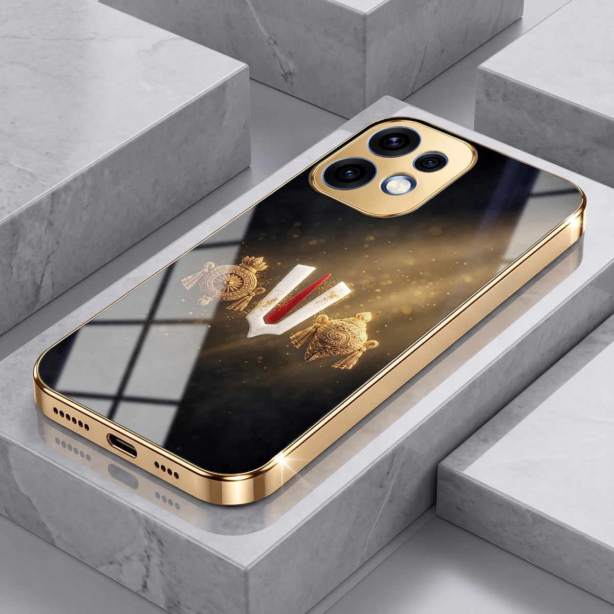 Oppo Reno 16 5G Royal Heritage Edition Gold Electroplated Glass Phone Back Case