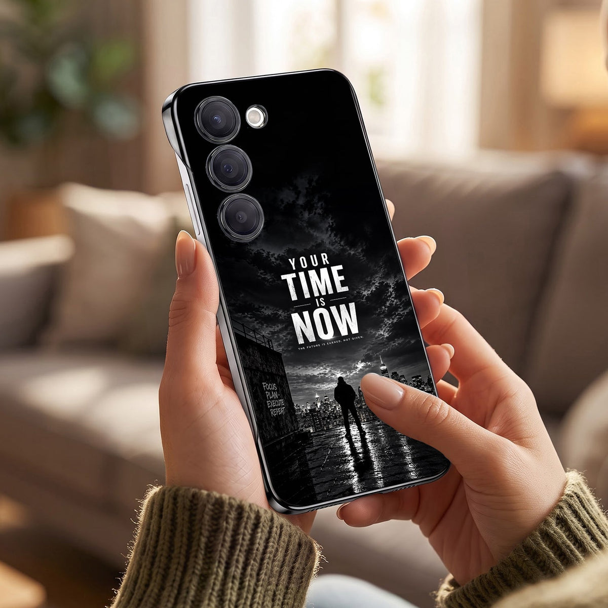 Samsung Galaxy S23+ 5G Your Time Black Printed  Frameless Back Case