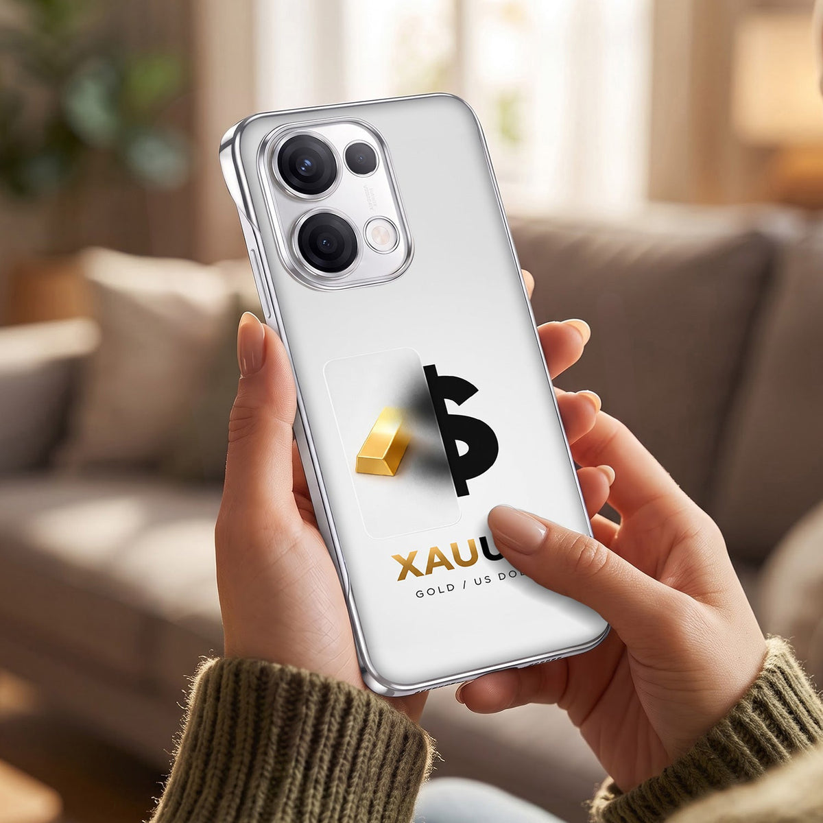 Oppo Reno 13 5G XAU/USD White Printed  Frameless Back Case