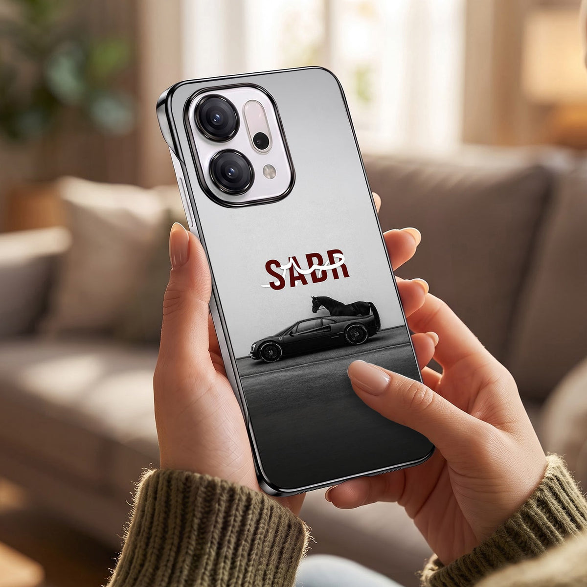 Oppo Reno 14 5G SABR Black Printed  Frameless Back Case