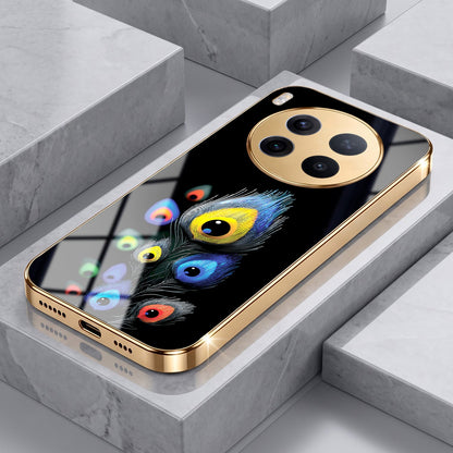 Vivo X300 Pro 5G Multi-Feather Peacock Gold Electroplated Glass Phone Back Case