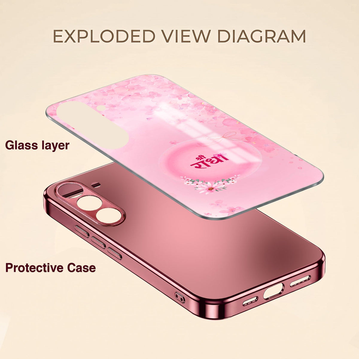 Samsung Galaxy A36 5G Luxury Shree Radha Pink Electroplated Glass Phone Back Case