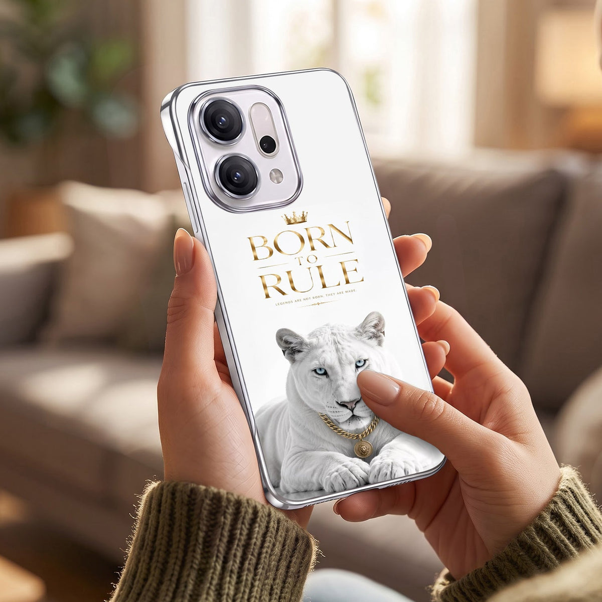 Oppo Reno 14 5GBorn To Rule White Printed  Frameless Back Case