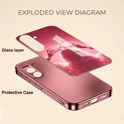 Samsung Galaxy A56 5G Luxury Crown Queen Pink Electroplated Glass Phone Back Case
