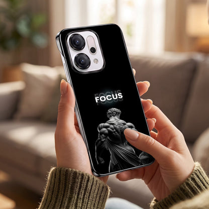 Oppo Reno 14 5G Focus Black Printed  Frameless Back Case