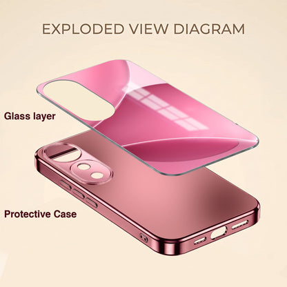 Vivo V40 Pro 5G Luxury Glossy Wave Pink Electroplated Glass Phone Back Case