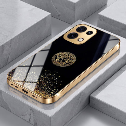 Oppo Reno 16C 5G Medusa Head Gold Electroplated Glass Phone Back Case