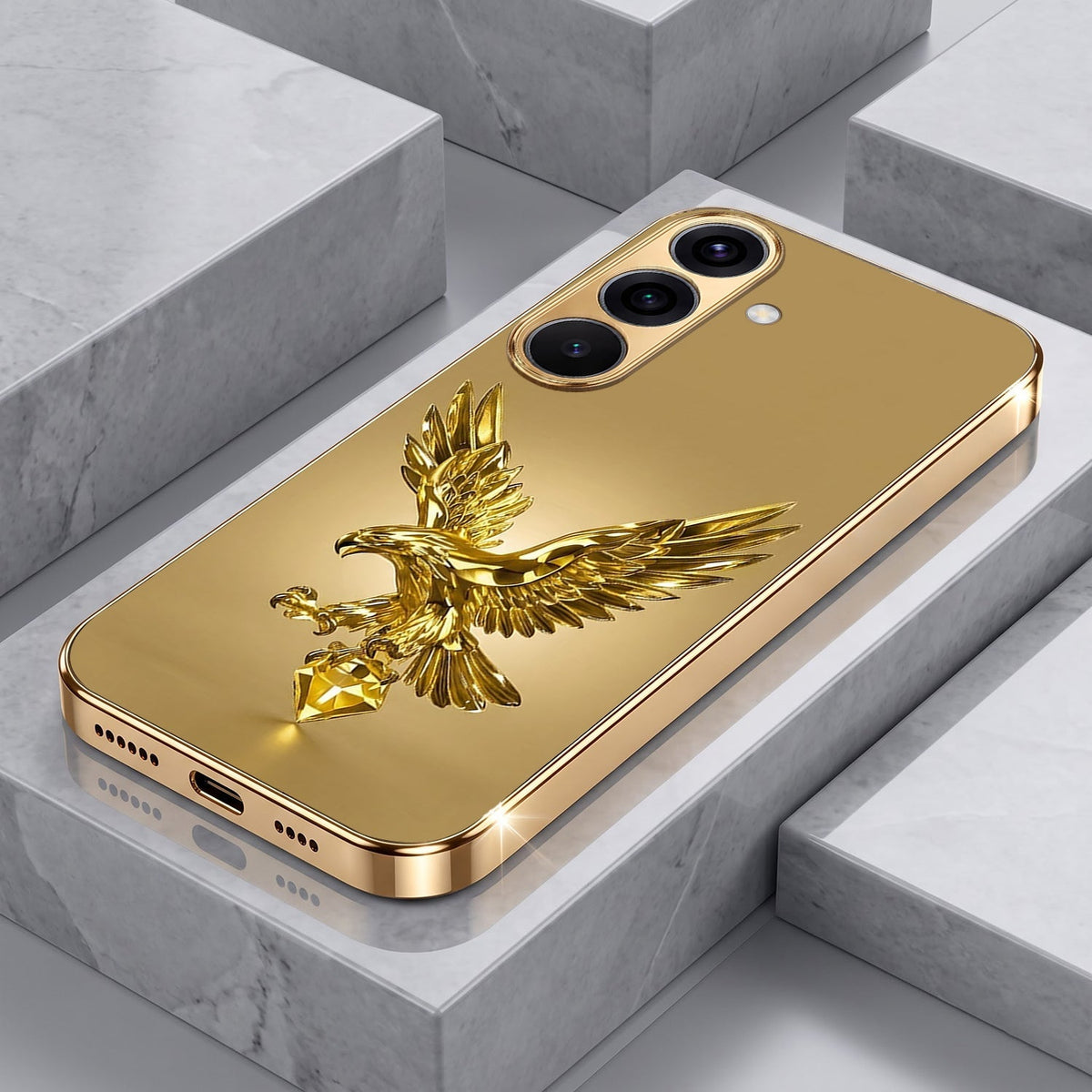 Samsung Galaxy A56 5G Golden Eagle Gold Electroplated Glass Phone Back Case