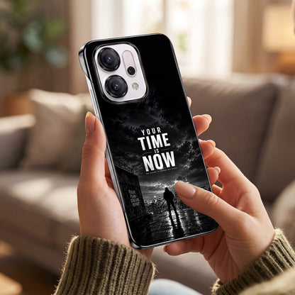 Oppo Reno 14 5G Your Time Black Printed  Frameless Back Case