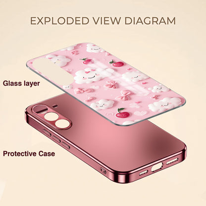 Samsung Galaxy A36 5G Luxury 3D Clouds Pink Electroplated Glass Phone Back Case