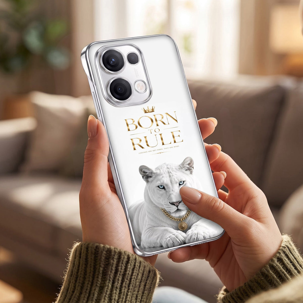 Oppo Reno 13 5G Born To Rule White Printed  Frameless Back Case