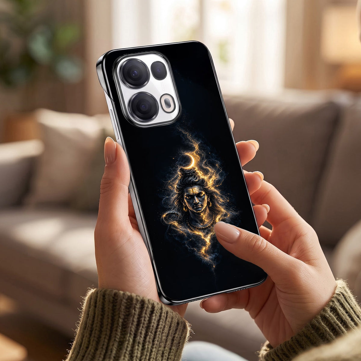 Oppo Reno 13 Pro 5G Devine Mahadev Black Printed  Frameless Back Case