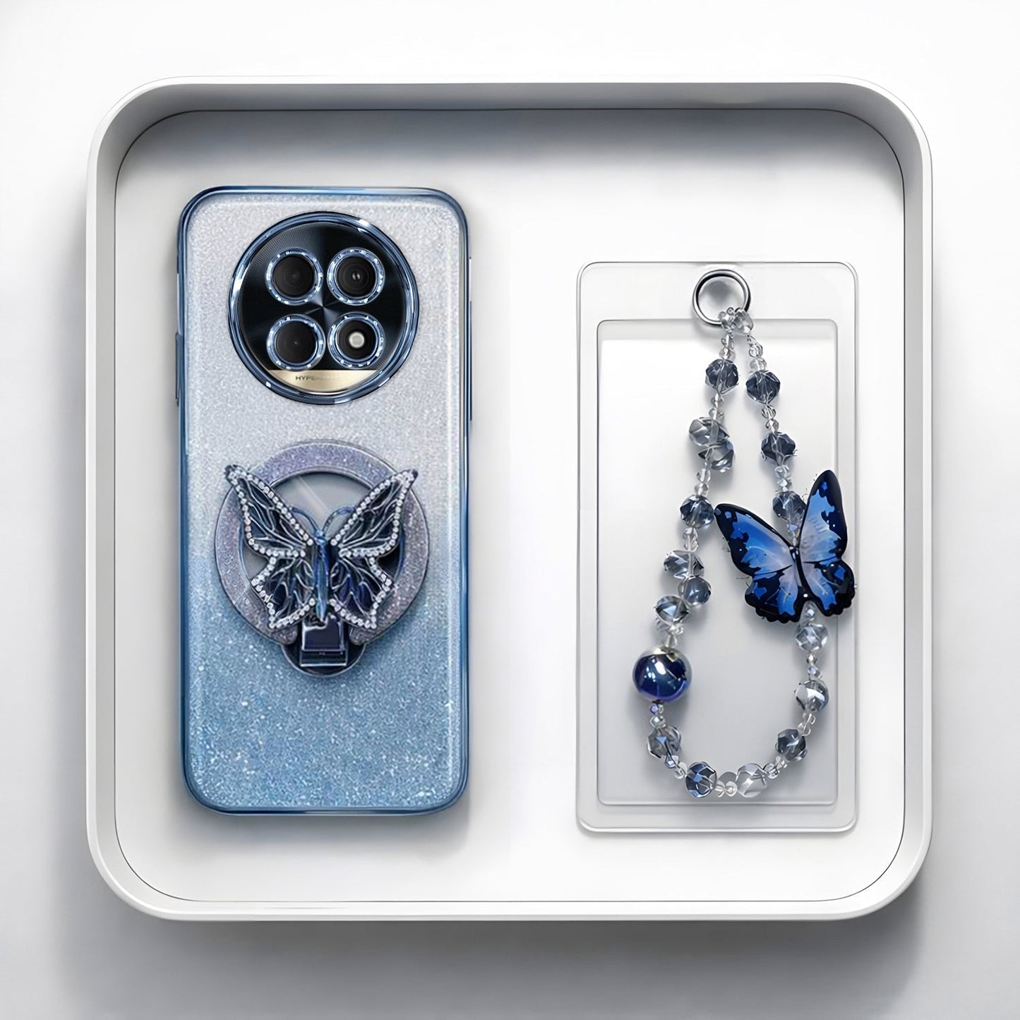 Realme 13 Pro+ 5G Stunning Shimmer Electroplating Butterfly Stand Charm Case