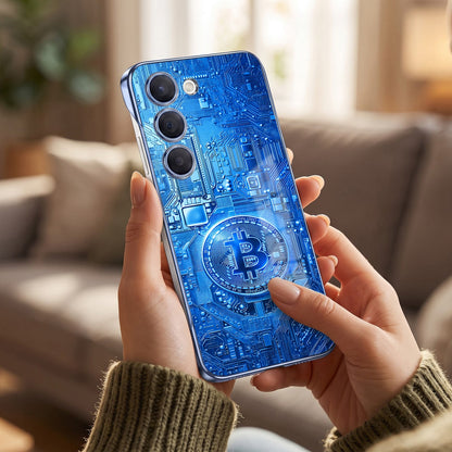 Samsung Galaxy S23+ 5G Bitcoin Blue Printed  Frameless Back Case
