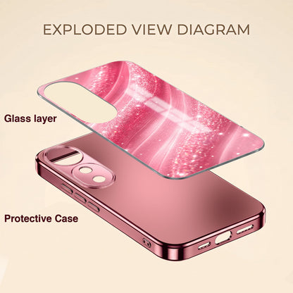 Vivo V40 Pro 5G Luxury Glitter Wave Pink Electroplated Glass Phone Back Case