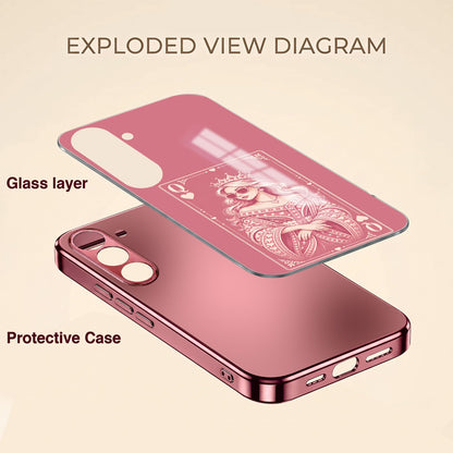 Samsung Galaxy A36 5G Luxury Royal Queen Pink Electroplated Glass Phone Back Case