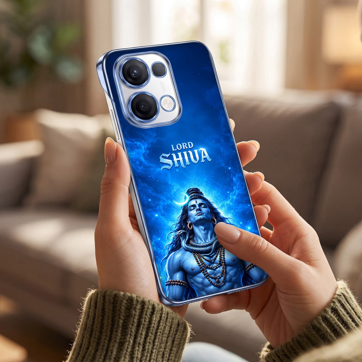 Oppo Reno 13 5G Lord Shiva Blue Printed  Frameless Back Case