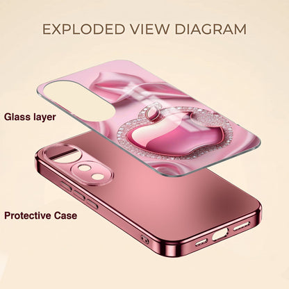 Vivo V40 Pro 5G Luxury Apple Logo Pink Electroplated Glass Phone Back Case