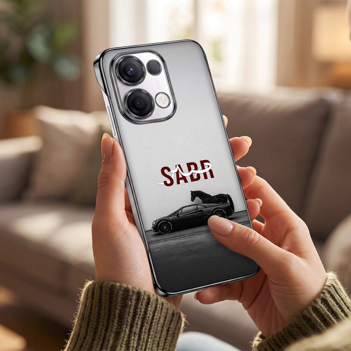 Oppo Reno 13 5G SABR Black Printed  Frameless Back Case