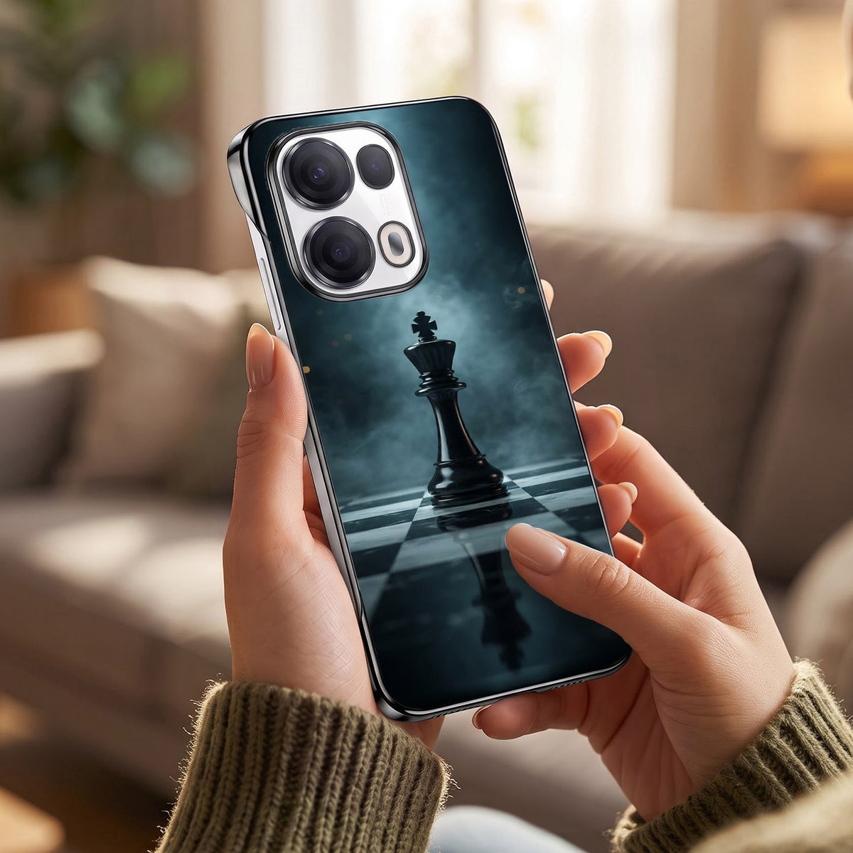 Oppo Reno 13 Pro 5G CheckMate Black Printed  Frameless Back Case