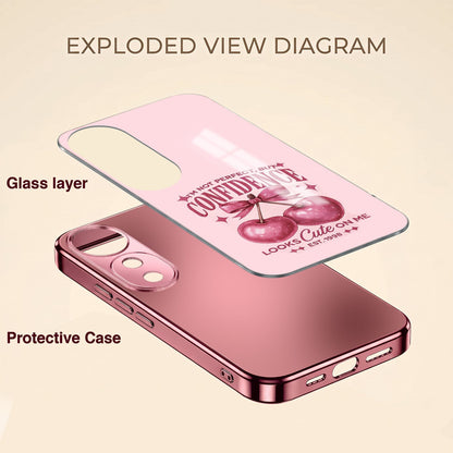 Vivo V40 Pro 5G Luxury Cherry Bow Pink Electroplated Glass Phone Back Case