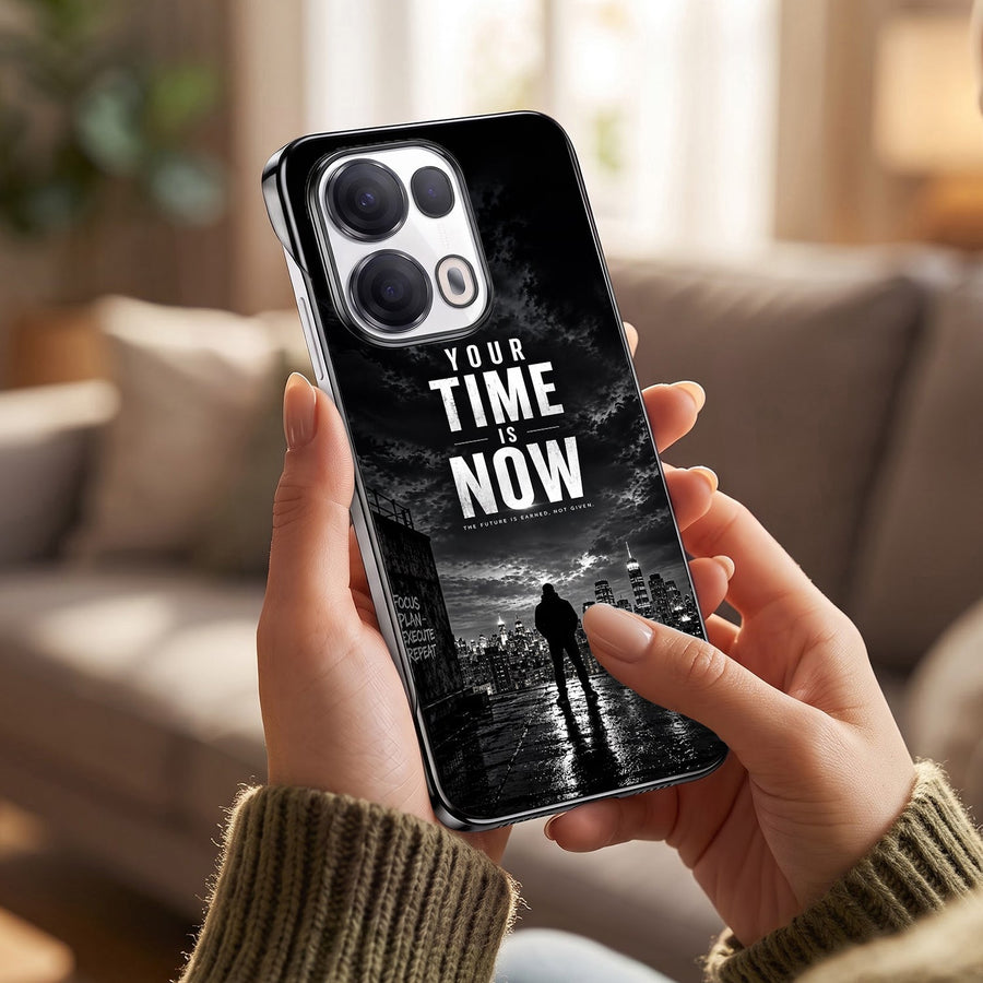 Oppo Reno 13 Pro 5G Your Time Black Printed  Frameless Back Case