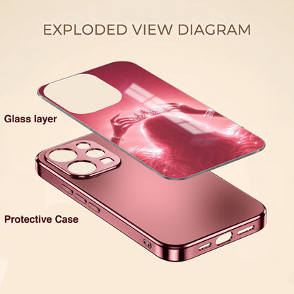 Vivo V70 5G Luxury Crown Queen Pink Electroplated Glass Phone Back Case