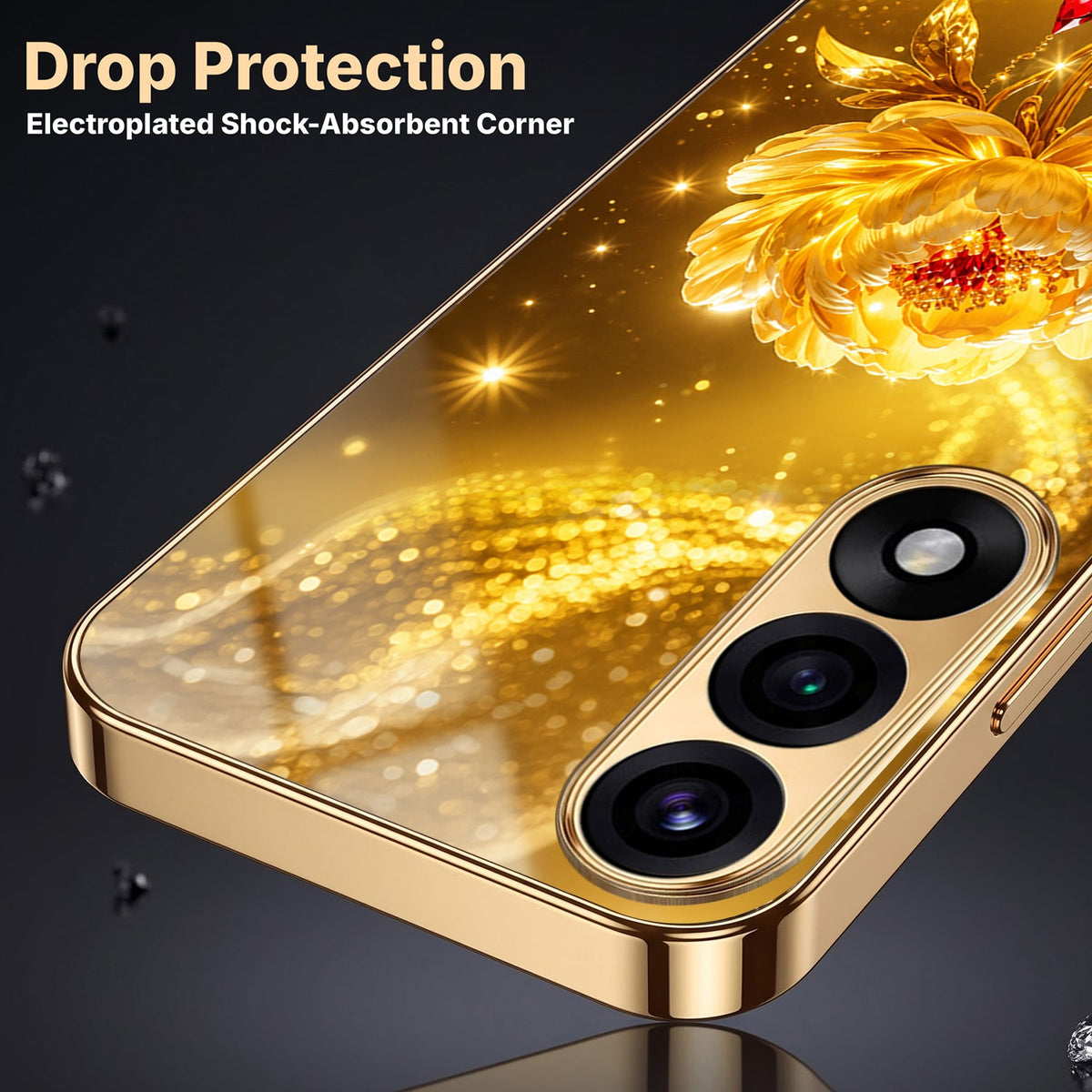 Oneplus Nord 5 5G Golden Rose Elegance Gold Electroplated Glass Phone Back Case