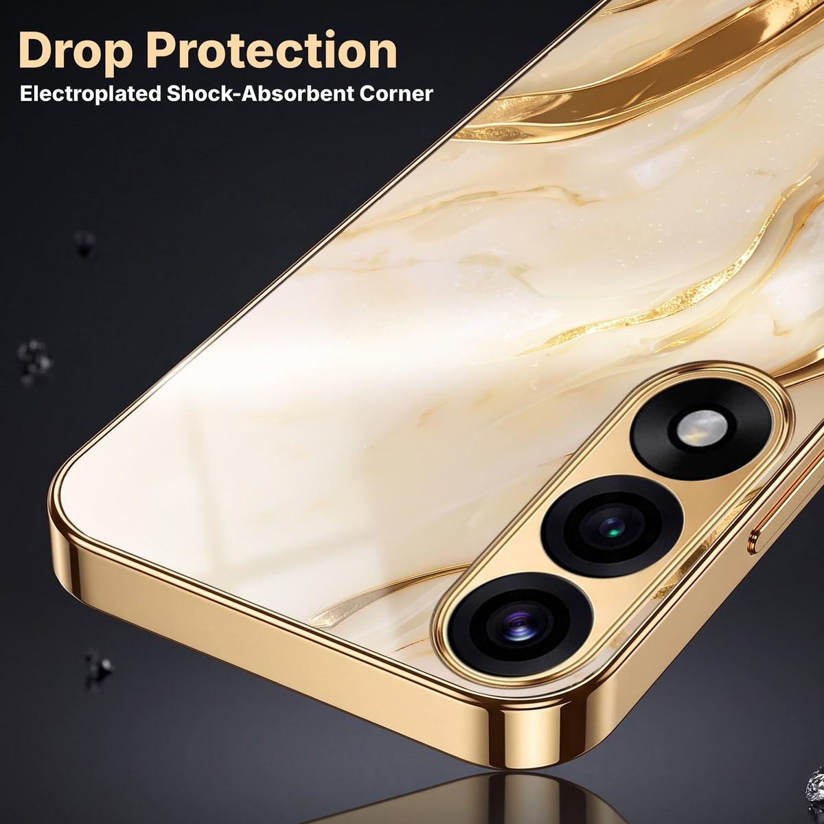Oneplus Nord 5 5G Marvel Texture Gold Electroplated Glass Phone Back Case