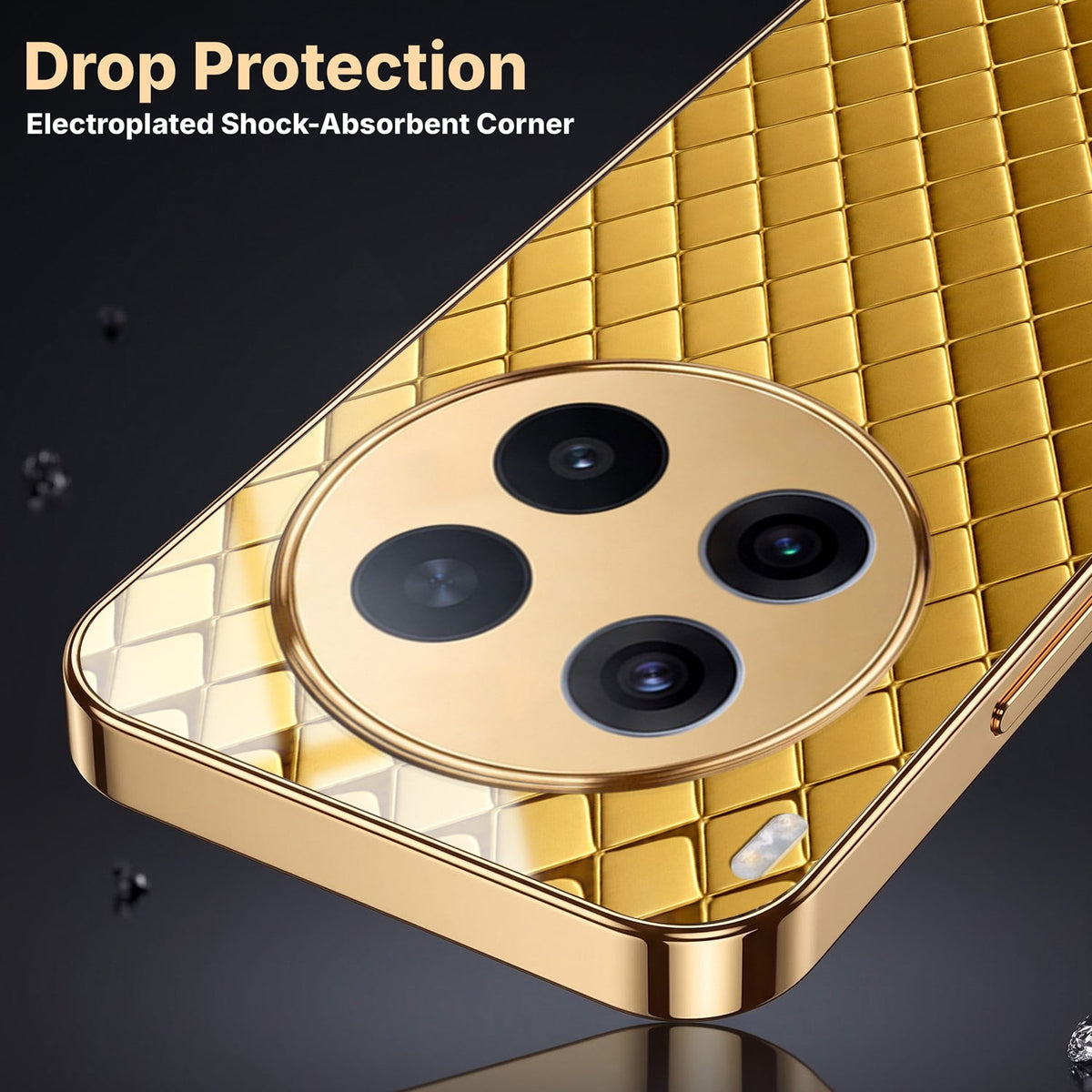 Vivo X300 Pro 5G  Golden Criss Cross Gold Electroplated Glass Phone Back Case