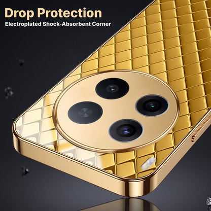 Vivo X300 Pro 5G  Golden Criss Cross Gold Electroplated Glass Phone Back Case