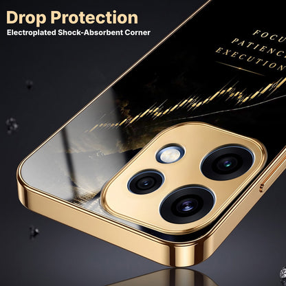 Oppo Reno 16 5G Focus Gold Electroplated Glass Phone Back Case