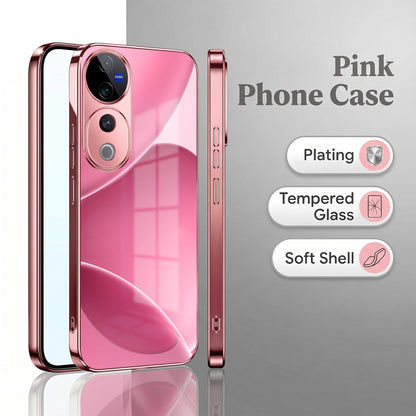 Vivo V40 Pro 5G Luxury Glossy Wave Pink Electroplated Glass Phone Back Case