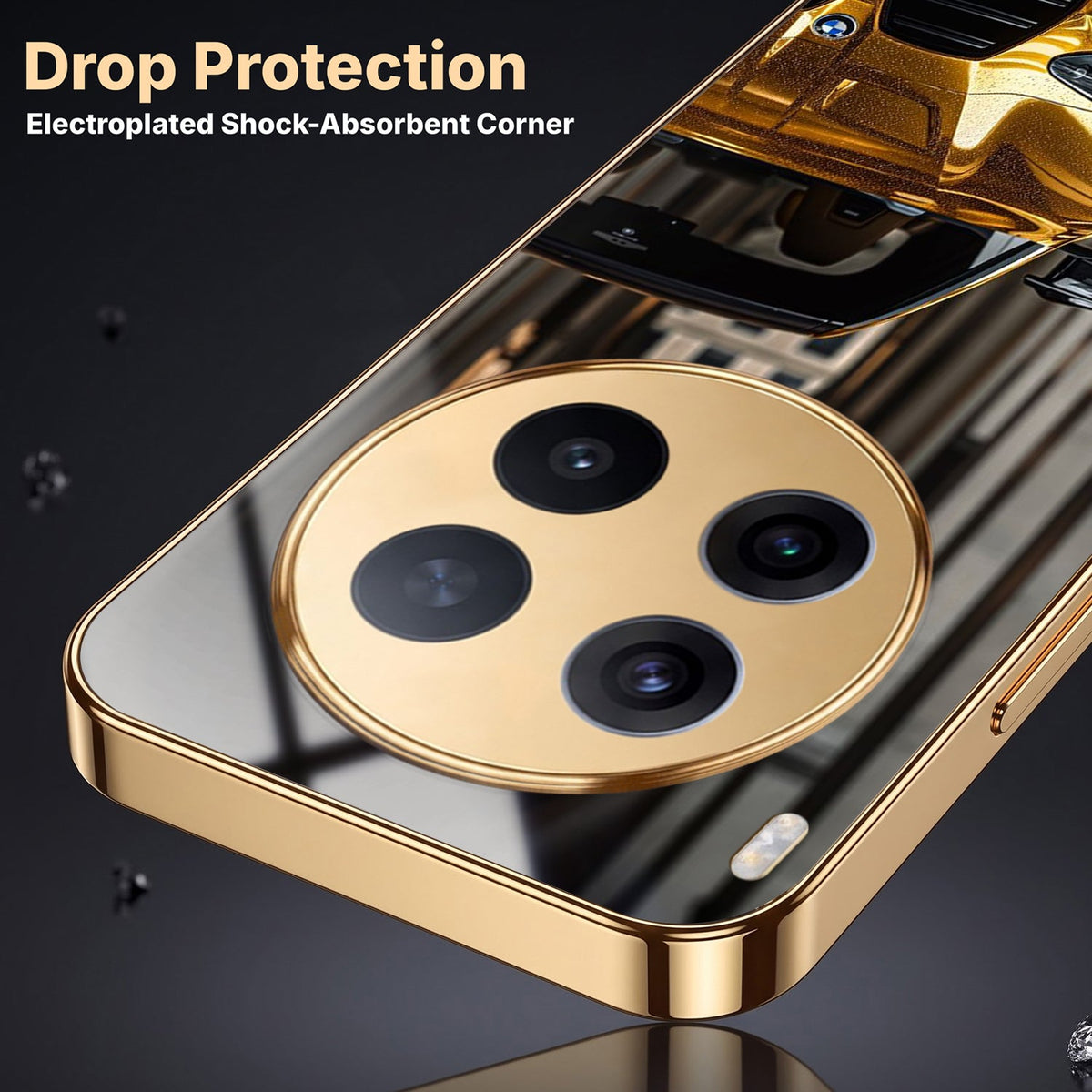 Vivo X300 Pro 5G Golden BMW Gold Electroplated Glass Phone Back Case