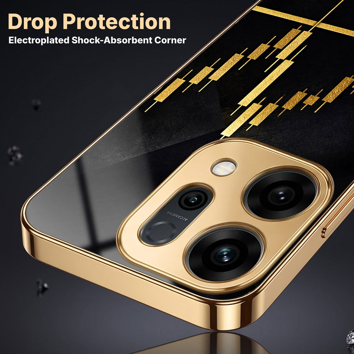 Oppo Reno 14 5G Trading Candles Gold Electroplated Glass Phone Back Case