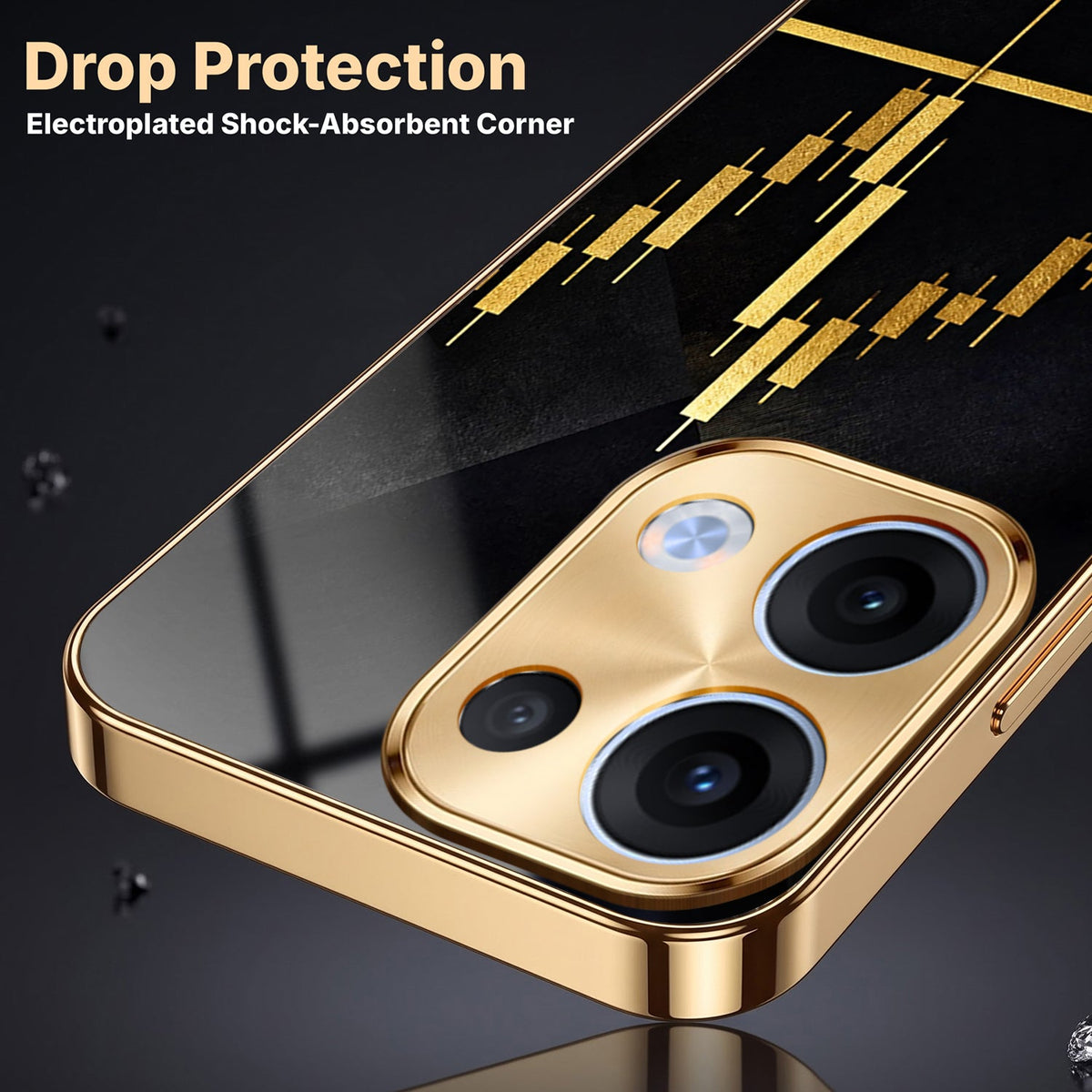 Oppo Reno 13 5G Trading Candles Gold Electroplated Glass Phone Back Case