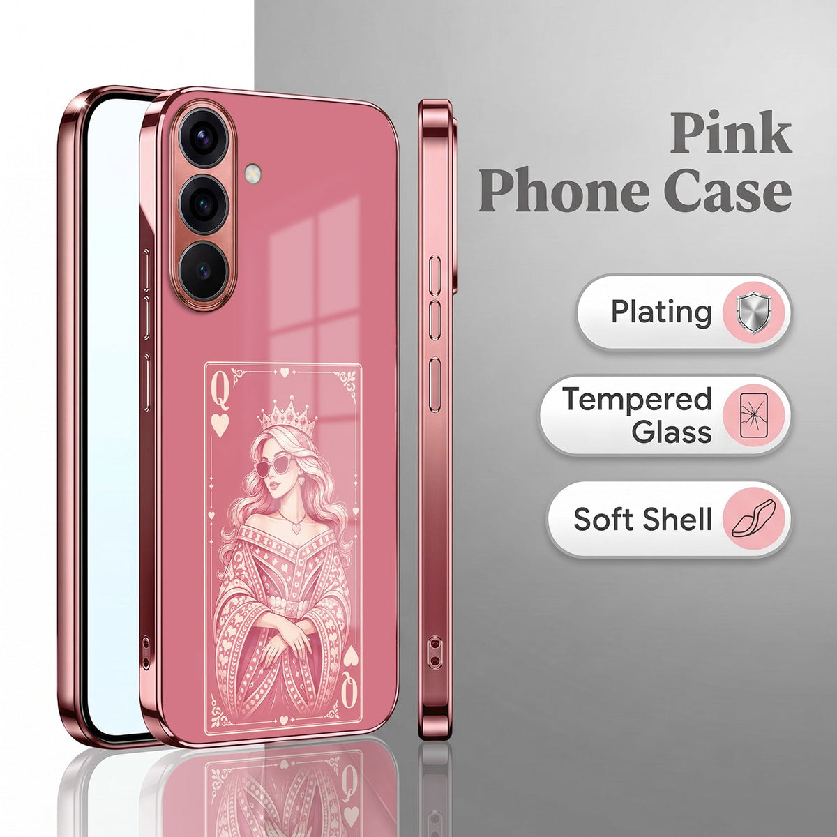 Samsung Galaxy A36 5G Luxury Royal Queen Pink Electroplated Glass Phone Back Case