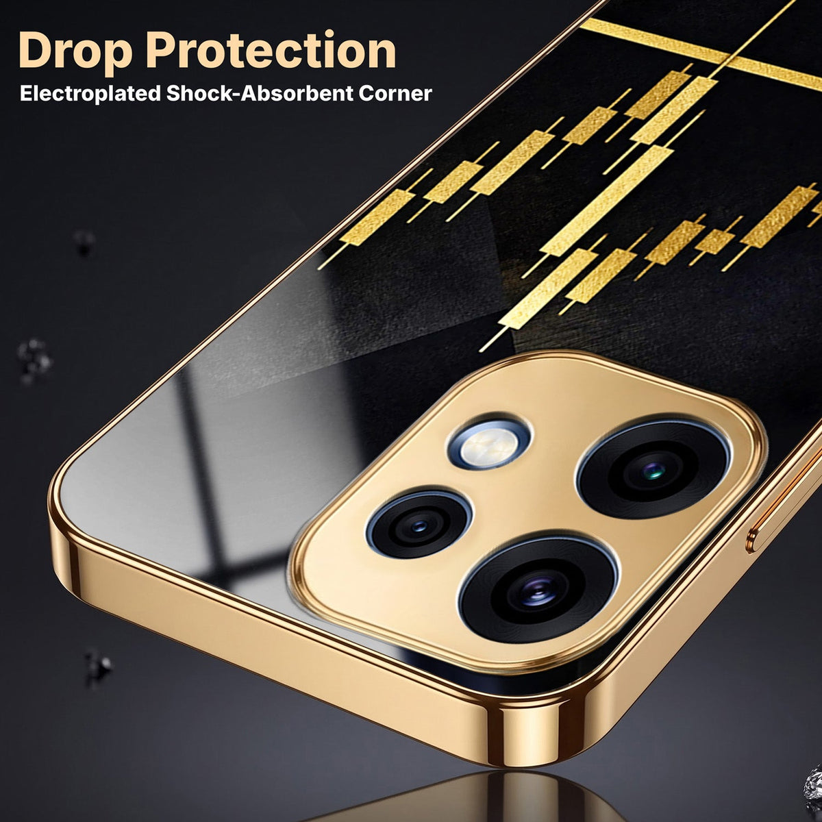 Oppo Reno 16 5G Trading Candles Gold Electroplated Glass Phone Back Case