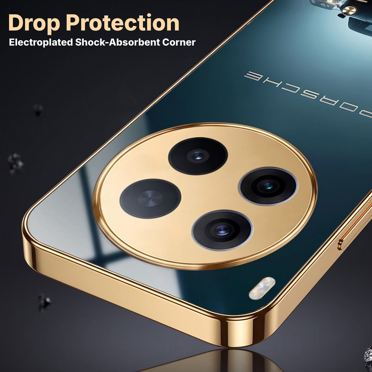 Vivo X300 Pro 5G Porsche Luxury Gold Electroplated Glass Phone Back Case