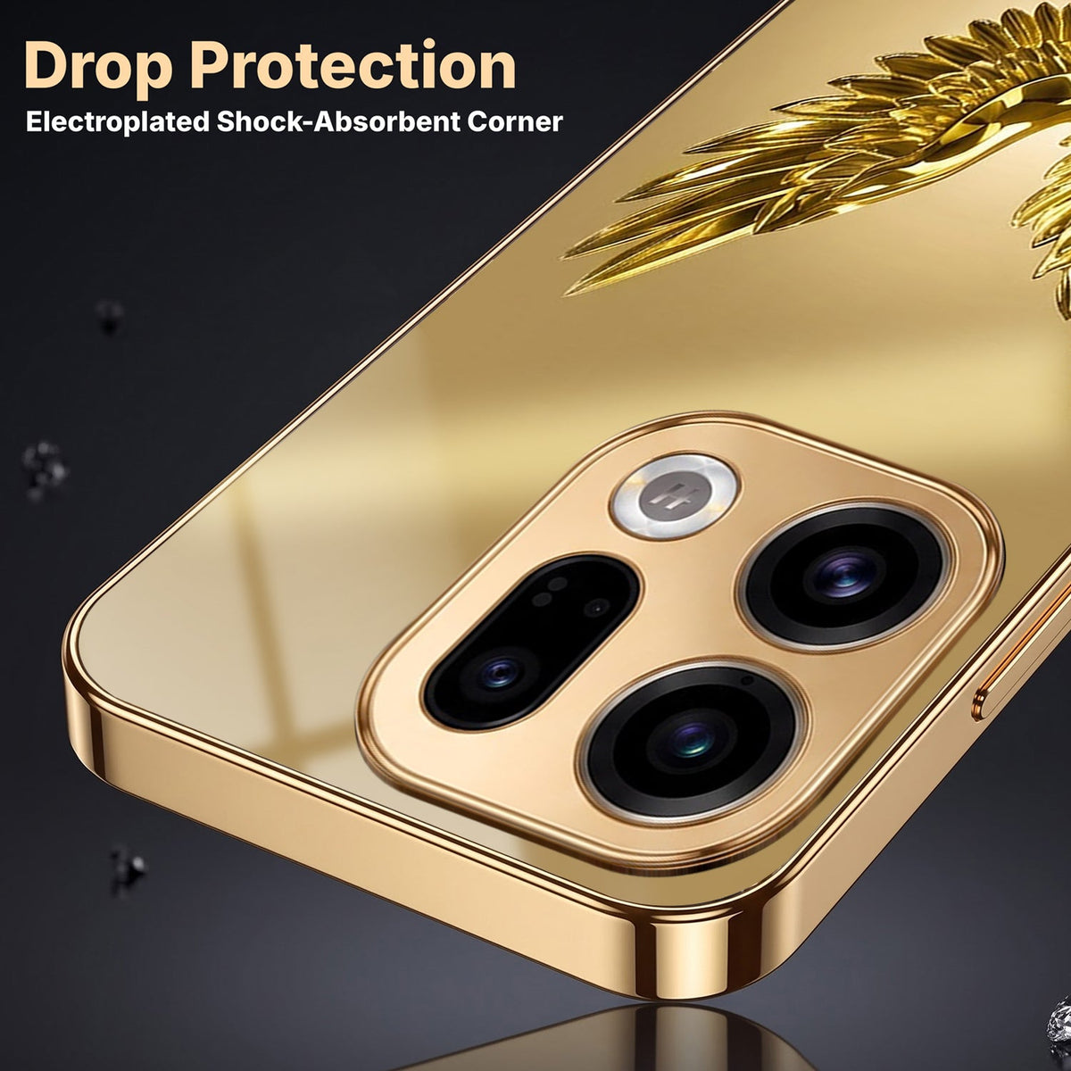 Oppo Find X9 5G Golden Eagle Gold Electroplated Glass Phone Back Case