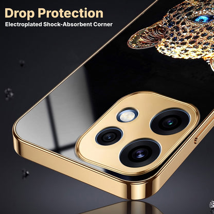 Oppo Reno 16 5G Panther Gold Electroplated Glass Phone Back Case
